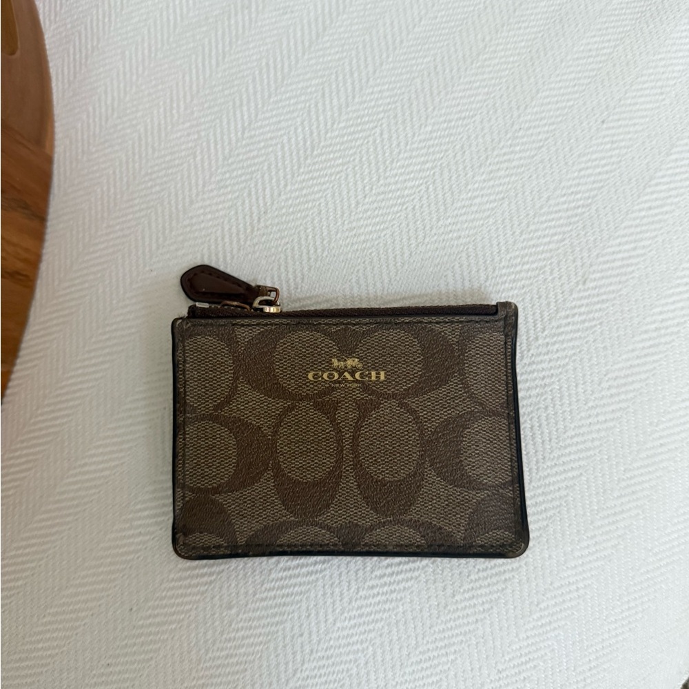 Vintage Coach Brown Monogram Coin Pouch - Picture 1 of 2